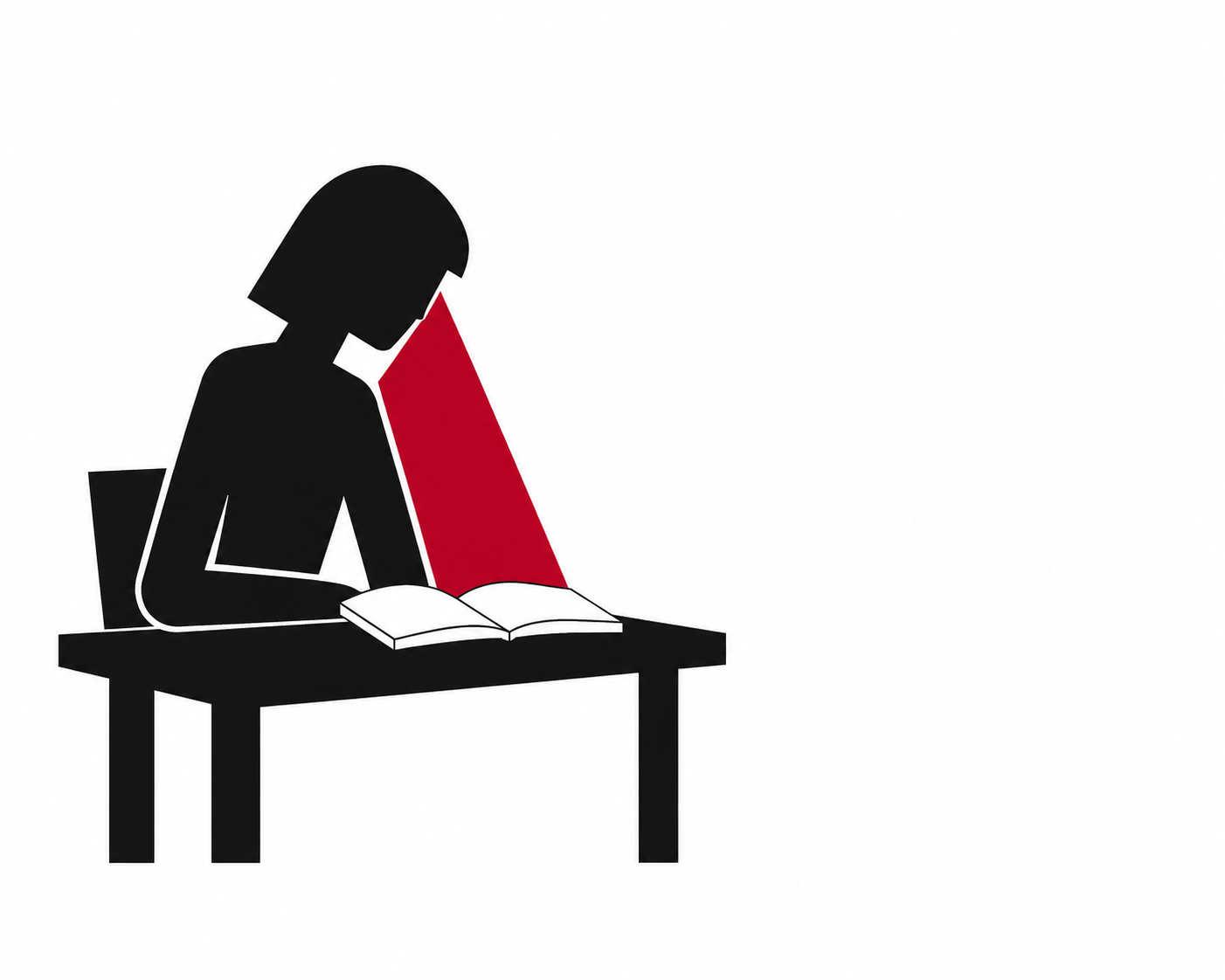 A solitary reader illuminated by a single shaft of light